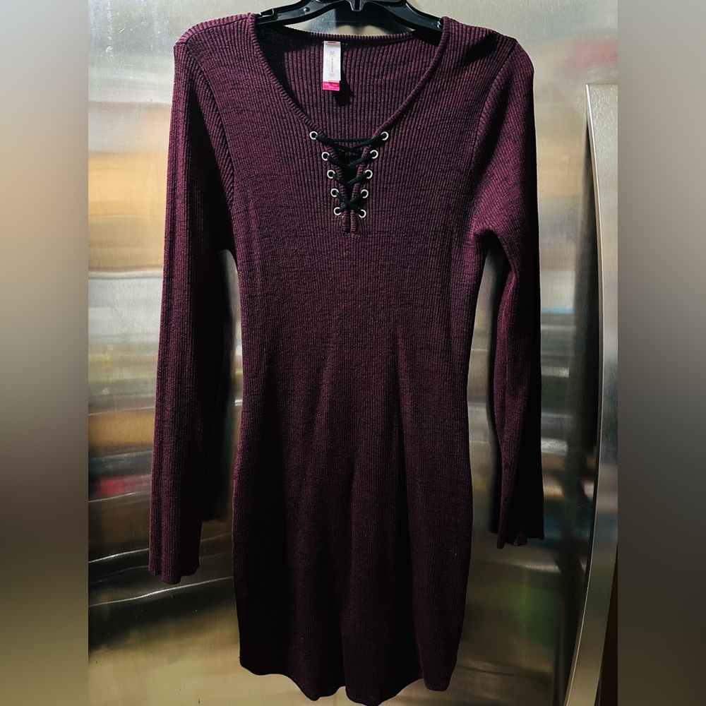 No Boundaries Burgundy Lace-Up Sweater